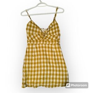 Yellow Gingham Mini Dress Summer